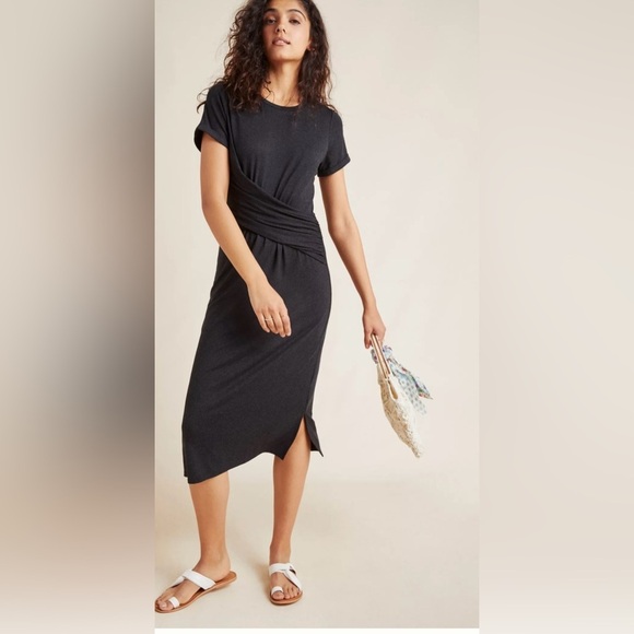 Anthropologie Draped Front Short Sleeve Dress Size Medium - Picture 5 of 11